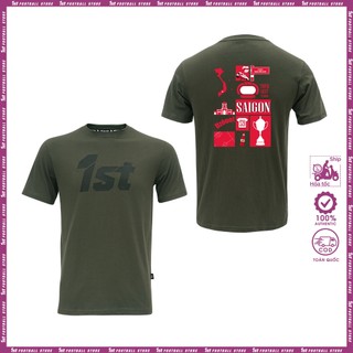 Áo thun unisex Sài Gòn 1st logo to Xanh Rêu cổ tròn cotton Premium trẻ trung, thể thao mặc hàng ngày