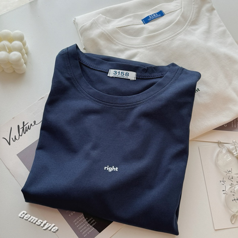 Áo phông thun 3158 chất cotton khô thoáng mát in chữ RIGHT