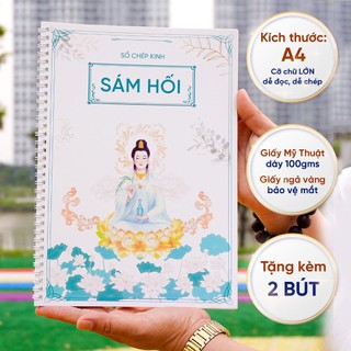 Sổ chép kinh sám hối - in chữ mờ - giấy ngả vàng - kích thước a4