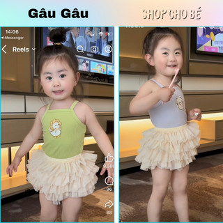 Áo hai dây xinh xắn sành điệu Gâu Gâu Shop cho bé gái từ 8 đến 30Kg AD-01