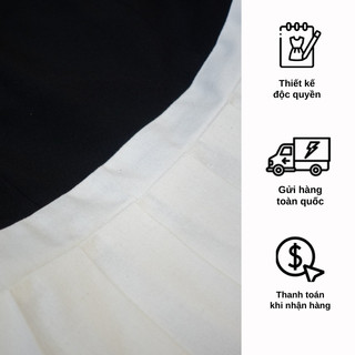 Đầm EMY EM7530 Xoè Phối Đen+Trắng