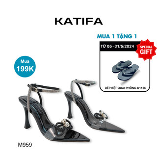  Giày cao gót 9p sandal mũi nhọn khoá đính đá siêu xinh KATIFA M959 - BH 1 năm