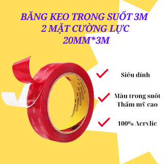 Băng Keo Trong Suốt 3M 2 Mặt cường lực 20mm*3m