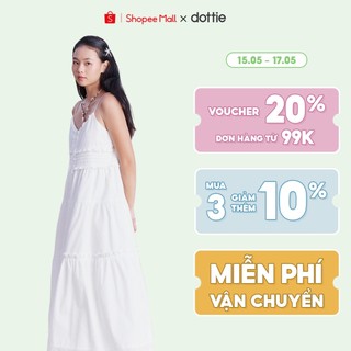 DOTTIE - Đầm maxi phối bèo - Trắng - D0607