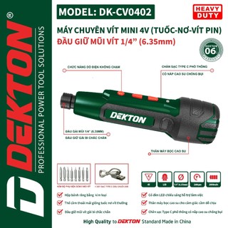 Tua vít cầm tay dùng pin dekton / dk-cv0402 / sạc typec
