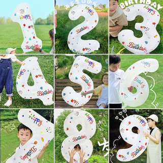 Bóng số màu trắng size 70 cm kiểu mới, sticker dán bóng