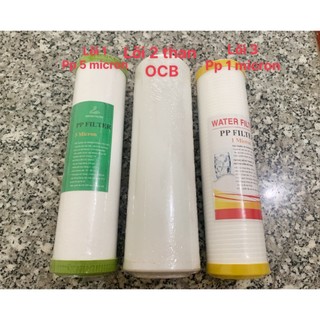 Bộ 3 lõi lọc nước số 123 (lõi số 1 pp 5 micron, lõi số 2 than, lõi số 3 pp 1 micron), Cục lọc nước RO