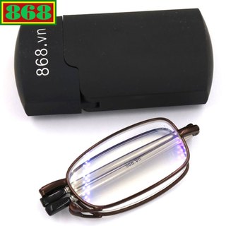 Mắt kính lão gọng xếp gọn màu nâu, kính gấp, kích rút gọn