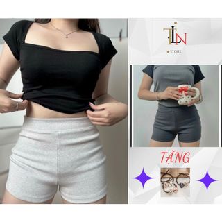 Quần đùi gân tăm Biker ôm eo tôn dáng,Quân đùi tăm Chất len Tăm co dãn 4 chiều mặc thỏa mái dễ vận động TLN