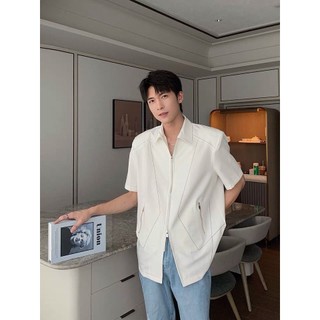 Áo sơ mi tay lỡ nam nữ unisex form rộng kiểu dáng hàn 2 màu trắng đen