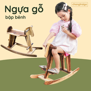 Ngựa bập bênh cho bé, ghế bập bênh gỗ tháo ráp, xe ngựa bập bênh cho bé chịu lực 60Kg Chàng Trai Gỗ