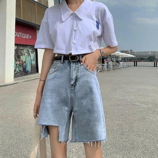 Quần bò nữ lưng cao trên rúng siêu cá tính thích hợp dạo phố