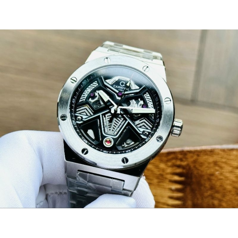 [Chính Hãng 100%] Đồng Hồ Nam Carnival 8127G (8127) Máy Cơ (Automatic) Kính Sapphiare Mặt Siz 41mm F