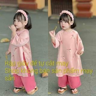 RẬp may áo dài cho bé gái, rập giấy cắt may áo dài em bé