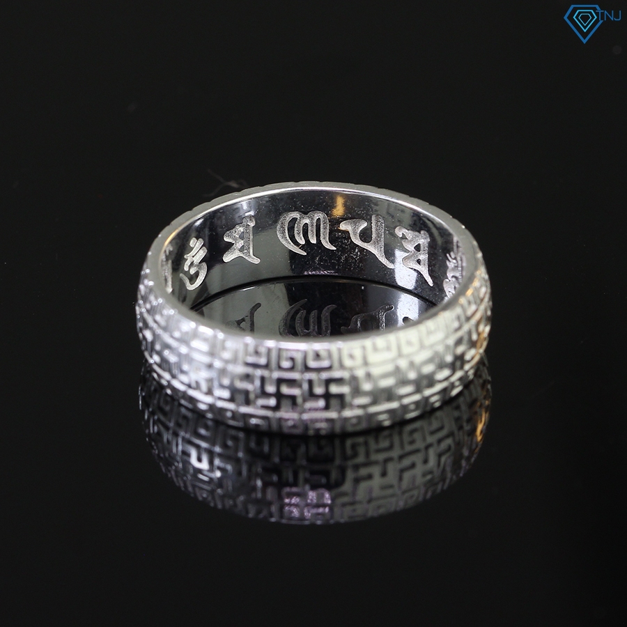 Nhẫn bạc nam phong thuỷ Om Mani Padme Hum may mắn cao cấp NNA0583 - Trang Sức TNJ