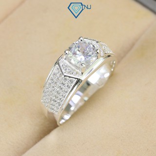 Nhẫn bạc nam đính đá sang trọng bản vừa viên chủ CZ 7ly cao cấp NNA0579 - Trang Sức TNJ