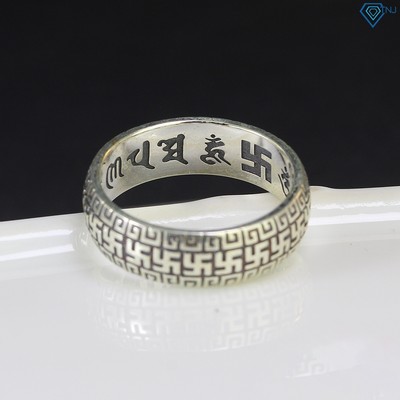 Nhẫn bạc nam phong thuỷ Om Mani Padme Hum màu xi bạc thái NNA0583 - Trang Sức TNJ