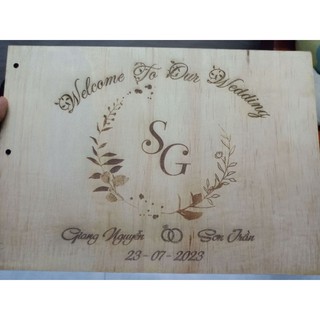 Wedding Guest Book - Sổ Ký Tên Đám Cưới Bằng Gỗ Vintage