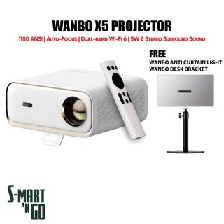 Máy chiếu xiaomi wanbo x5 hỗ trợ wifi 6 dual-band 2 loa tổng công suất 10w phiên bản 2024
