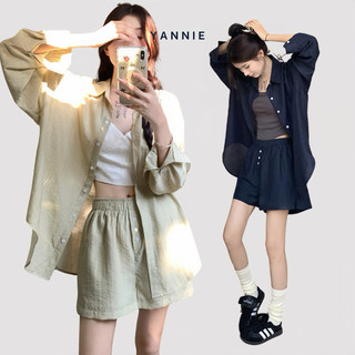 Set áo sơ mi + quần short mùa hè phong cách Hàn Quốc Yannie
