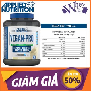 Whey vegan pro 70 serving applied nutrition - whey đạm thực vật 100% cho người ăn chay