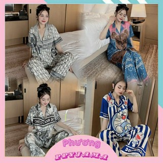 Đồ bộ pijama nữ thiết kế tay ngắn lụa xước xinh