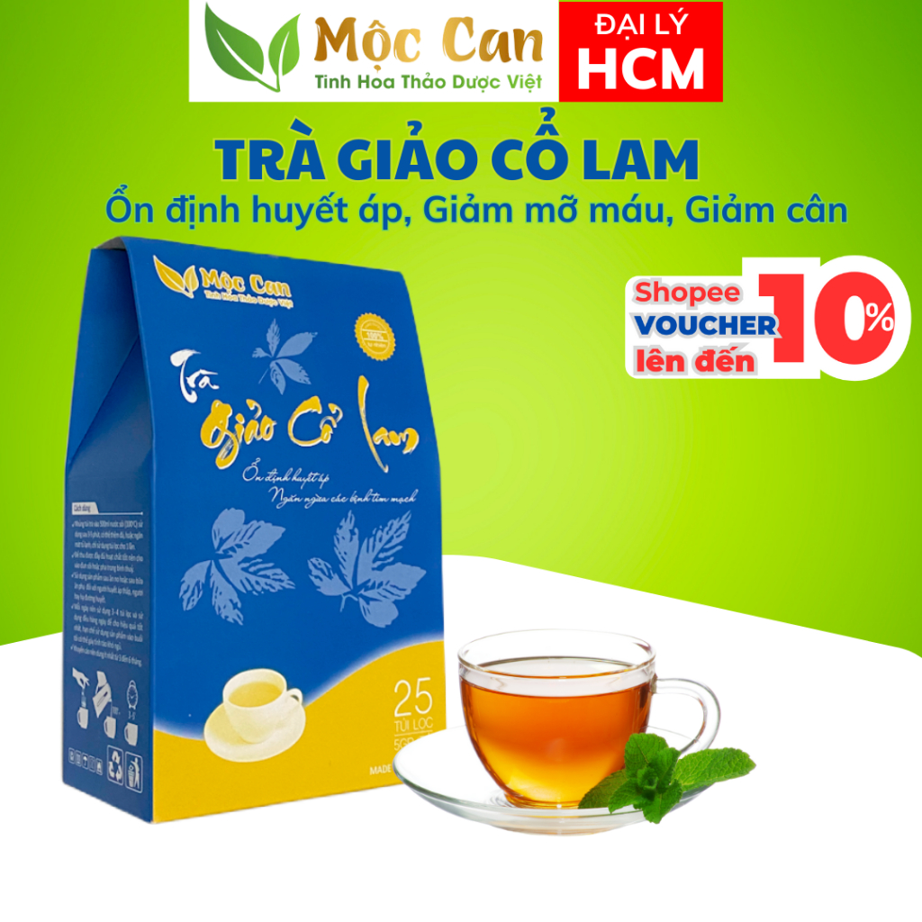 Trà giảo cổ lam Mộc Can giảm mỡ máu ổn định huyết áp hộp 25 túi lọc