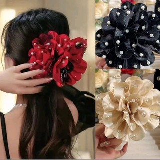 🥑Kẹp gấp tóc nữ hoa vải to, đính ngọc sang trọng, Kẹp Gấp Hàm To.