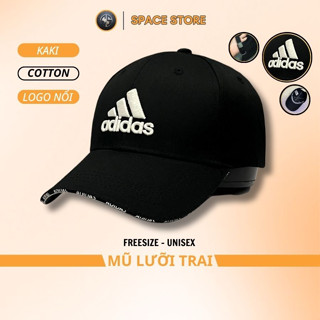 Mũ lưỡi trai màu đen Logo "Adidas" lưỡi trai viền thêu nổi, hàng xuất dư Freesize dành cho cả nam và nữ, Full hộp