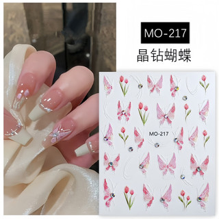 Sticker nail bướm thuỷ tinh trung hoa đính móng