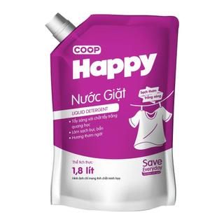 Nước giặt Happy tím túi 1.8kg giặt trắng sạch thơm ngát tiết kiệm