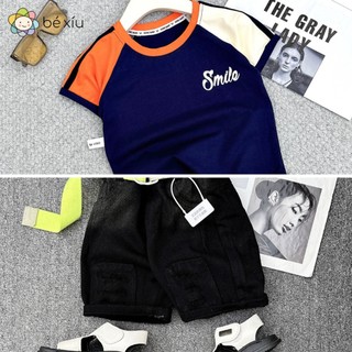  Bộ quần jean mềm áo cotton mát SMILE cực basic mát mẻ gồm quần jean và áo cotton cho bé trai từ 7-24Kg