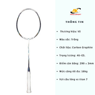 Vợt Cầu Lông VS Titan 7 Chính Hãng, căng sẵn 11kg tặng kèm quấn cán và bao đựng