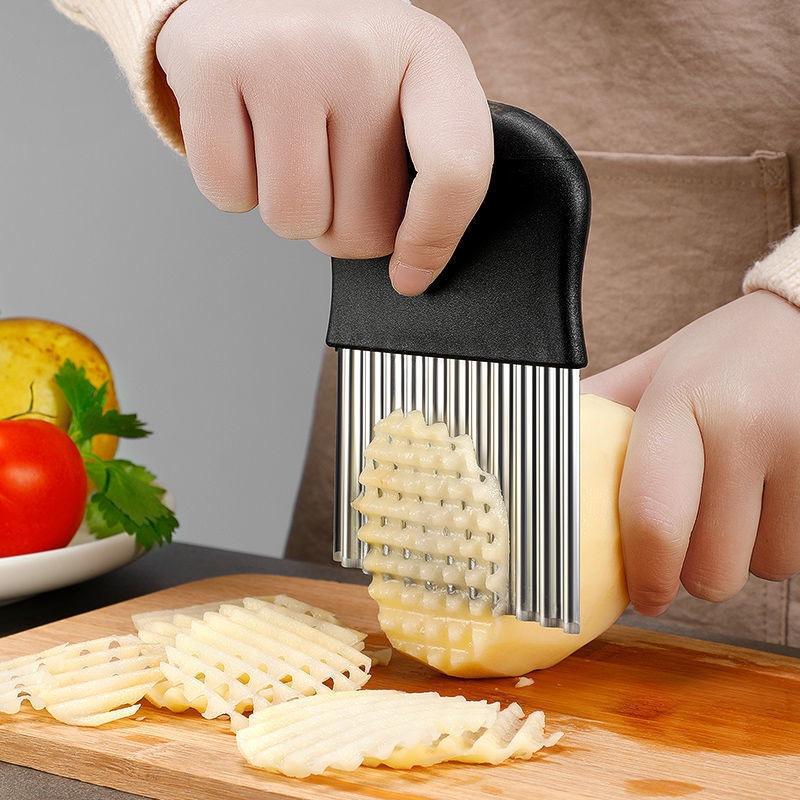 Dụng cụ cắt khoai tây dưa hấu,củ quả gợn sóng tiện lợi chất liệu nhựa pp + thép không rỉ