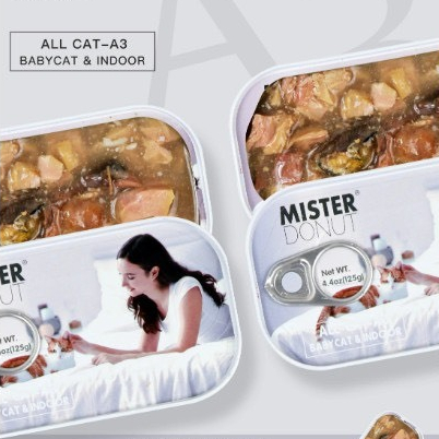 Pate Mister Donut A Series bò, chim cút cao cấp cho mèo - lon 125gr