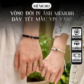 Vòng đôi in ảnh Memori dây tết mẫu YIN YANG, Lắc tay tết chỉ in ảnh đôi cho nam và nữ