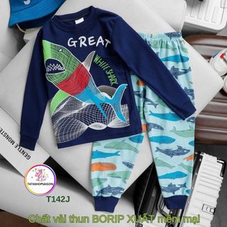 22 đến 42kg Bộ quần áo bé trai dài tay quần dài hình khủng long hình xe hàng xuất dư T249