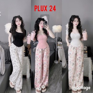 Set đồ nữ hothit  Aó croptop tay ngắn cổ lộ phối quần ống suông họa tuyết hoạt hình siêu cưng luôn nha