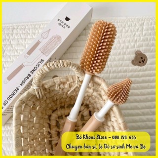 Bộ cọ bình silicon Hàn 2 chi tiết - Set cọ rửa bình sữa cho bé - Bố Khoai Store