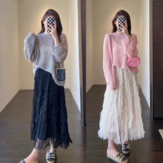 Chân váy gợn sóng dáng dài hai lớp mẫu mới 2024 thời trang mùa hè QC Lumii