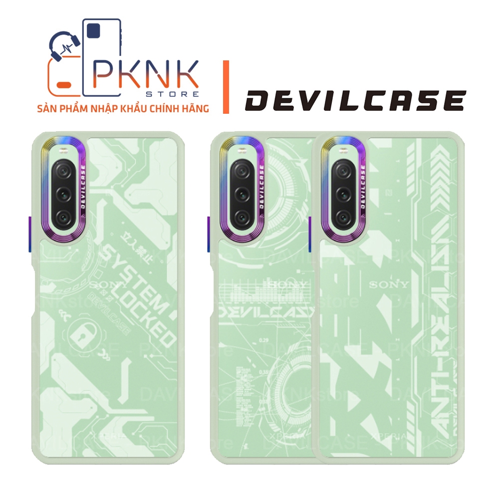 Ốp Lưng Devilcase Sony Xperia 10 V I Phiên Bản Lite (Khung Xanh Mint + Phím Titan + Camera Titan)