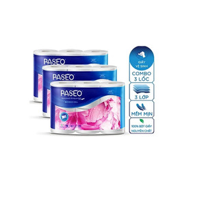 Combo 3 lốc giấy vệ sinh cao cấp Paseo 6 cuộn 3 lớp, siêu mịn, dai