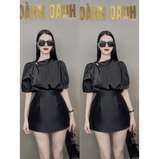 Áo Sơ Mi Cộc Tay,Cộc Tay Cổ Nơ