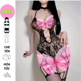 Bodysuit lưới 3 vòng gợi cảm sexy - bodystock bộ đồ tất ngủ hở đáy co dãn tốt