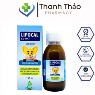Siro Lipocal K2 MK7 I Phức hợp canxi hữu cơ thúc đẩy phát triển xương răng cho bé I Chai 150 ml - Thanhthaopharmacy
