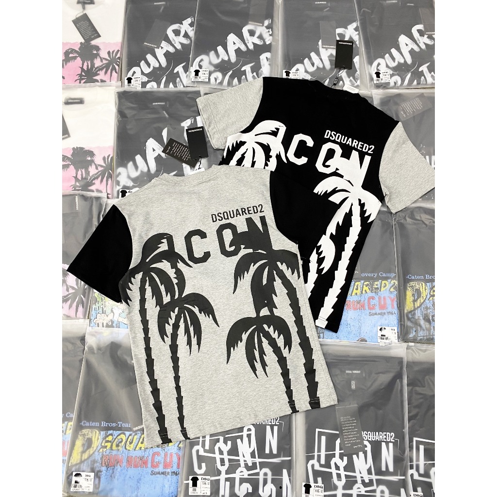 DSQUARED2 Áo phông nam DSQUARED2 ICON họa tiết cây dừa,áo phông in chữ DSQ2 ICON chất cotton hot