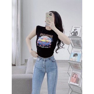 Áo Thun Nữ, Áo Dáng Croptop Nhún Thun Eo Cây Dừa Freesize <55kg THẢO XINH STORE