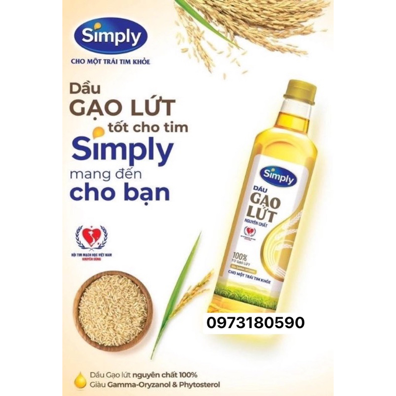 DẦU ĂN SIMPLY GẠO LỨT 1 Lít ( DẦU GẠO LỨT)