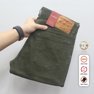 Quần Kaki Jean Màu Xanh Rêu KA-10, Quần Kaki Nam nam dáng ôm đứng, Chất vải co giãn thoáng mát - Doki