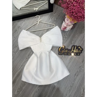 Đầm nơ xệ vai
